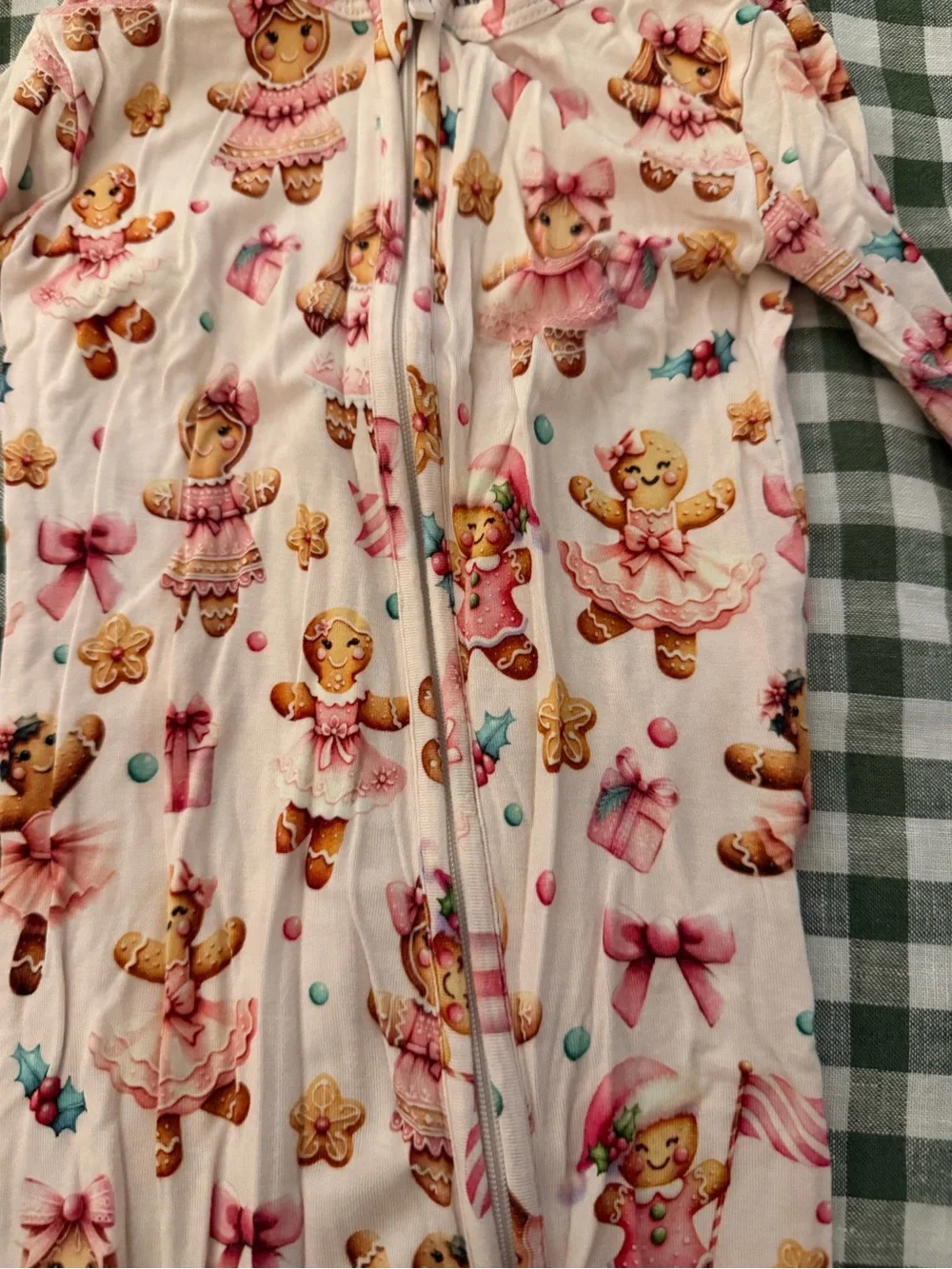 Posh Peanut Gingerbread Print Kids One-Piece Pajamas
